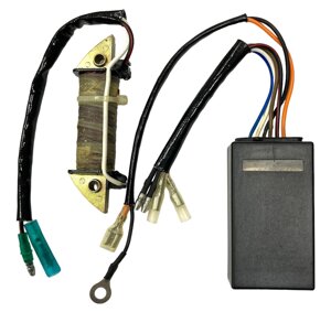 Комплект блок зажигания CDI и катушка магнето 170 Ом, контакт штекер (лодочные моторы ПУЛЯ M5)