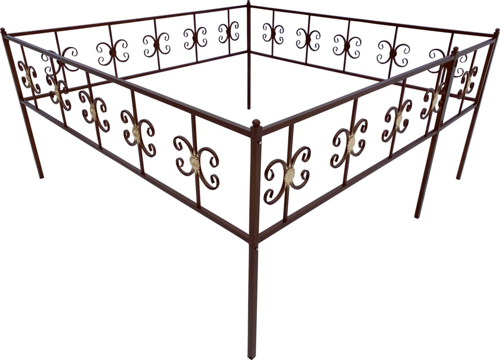 Ограда кладбищенская металлическая №4. Цвет в ассортименте черный глянец, медь, шагрень, серый. - фото