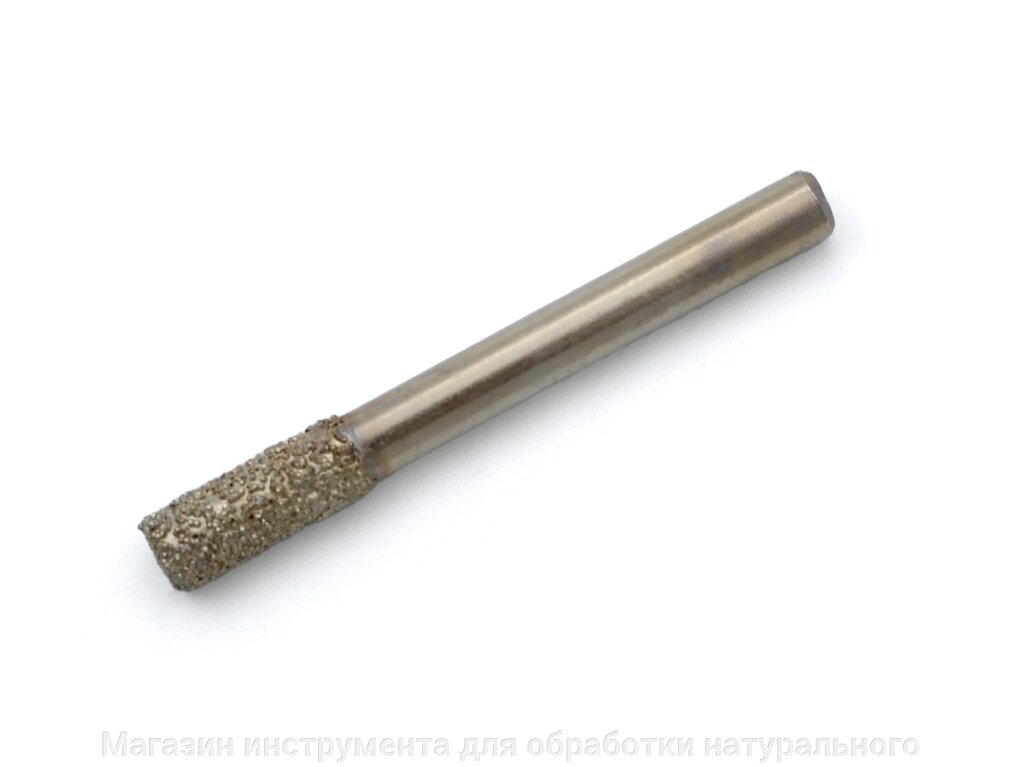 Алмазная фреза цилиндр №2 вакуумного спекания по мрамору цанга 6 мм от компании Магазин инструмента для обработки натурального камня - фото 1