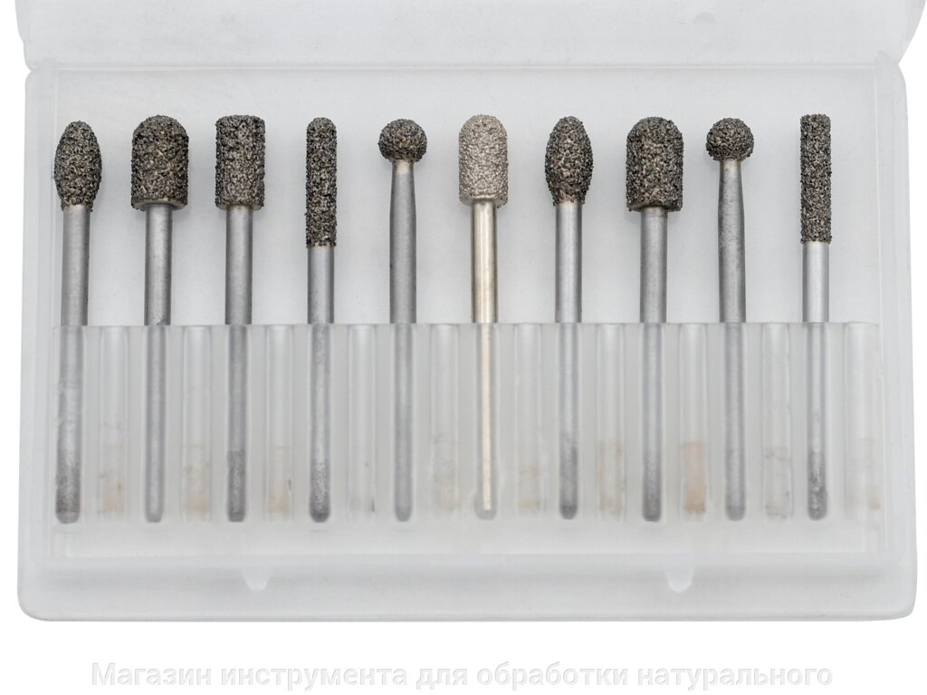 Алмазные фрезы вакуумного спекания по мрамору, цанга 3 мм набор №1 от компании Магазин инструмента для обработки натурального камня - фото 1