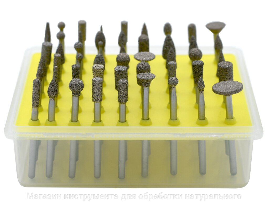 Алмазные фрезы вакуумного спекания по мрамору, цанга 3 мм набор №2 от компании Магазин инструмента для обработки натурального камня - фото 1