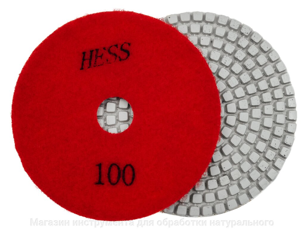 Алмазные гибкие диски №100 Ø 100 "hess"  c водяным  охлаждением   1 шт от компании Магазин инструмента для обработки натурального камня - фото 1
