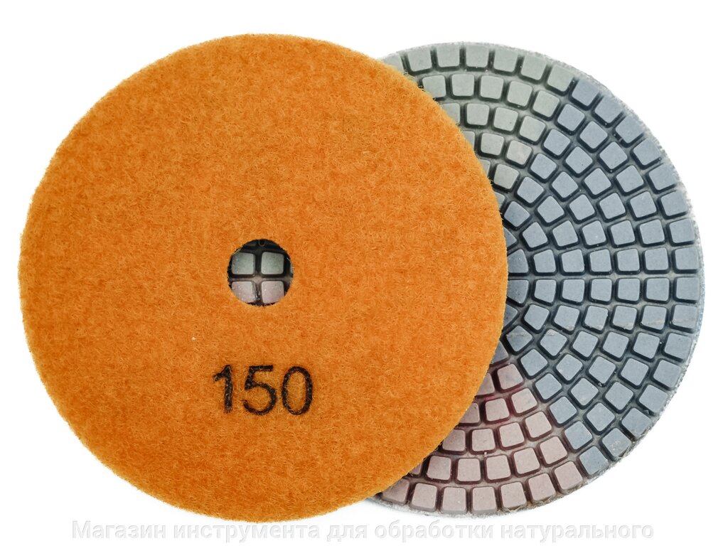 Алмазные гибкие диски №150  Ø 100 "3color"  c водяным охлаждением  1 шт от компании Магазин инструмента для обработки натурального камня - фото 1