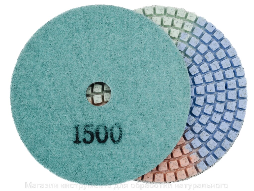 Алмазные гибкие диски №1500 Ø 100 "3color"  c водяным  охлаждением  1 шт от компании Магазин инструмента для обработки натурального камня - фото 1