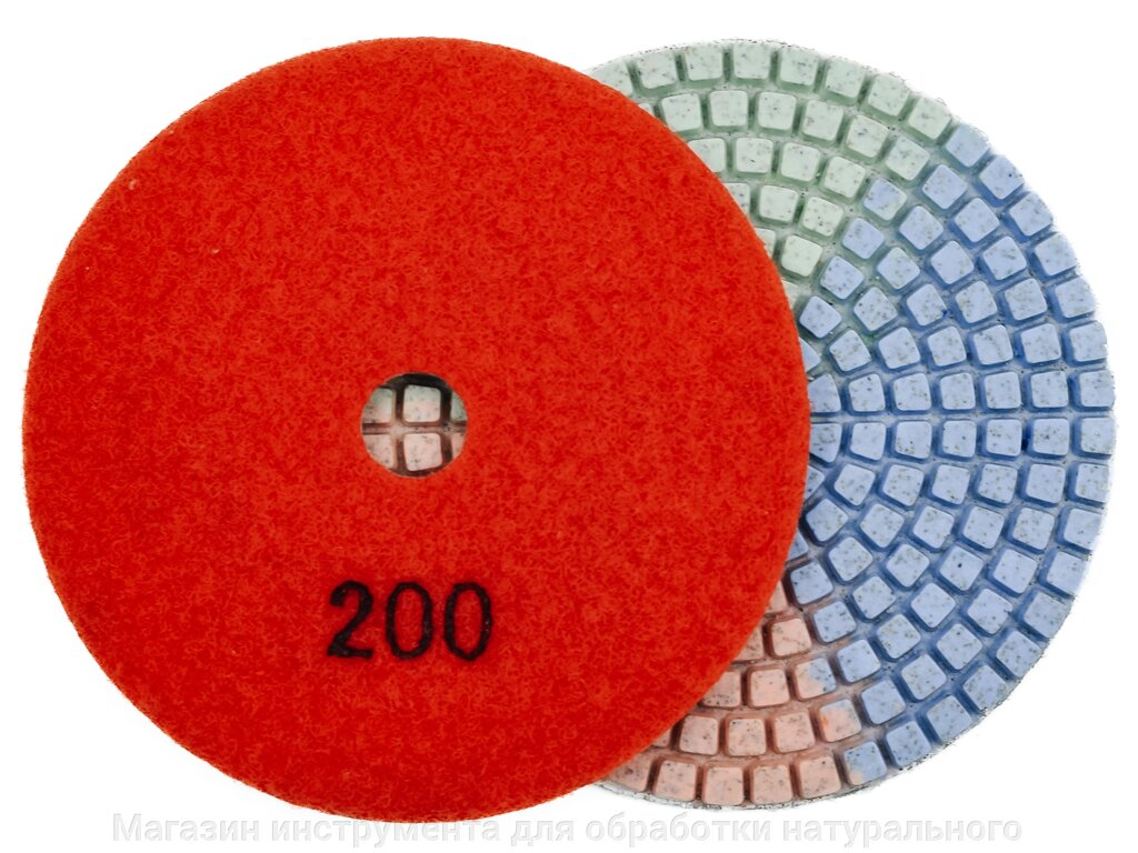 Алмазные гибкие диски №200 Ø 100 "3color"  c водяным  охлаждением  1 шт от компании Магазин инструмента для обработки натурального камня - фото 1