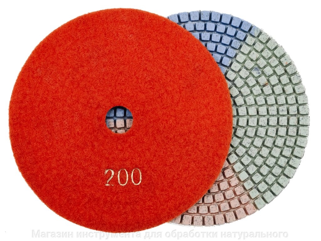 Алмазные гибкие диски №200 Ø 125 "3color"  c водяным охлаждением  1 шт от компании Магазин инструмента для обработки натурального камня - фото 1