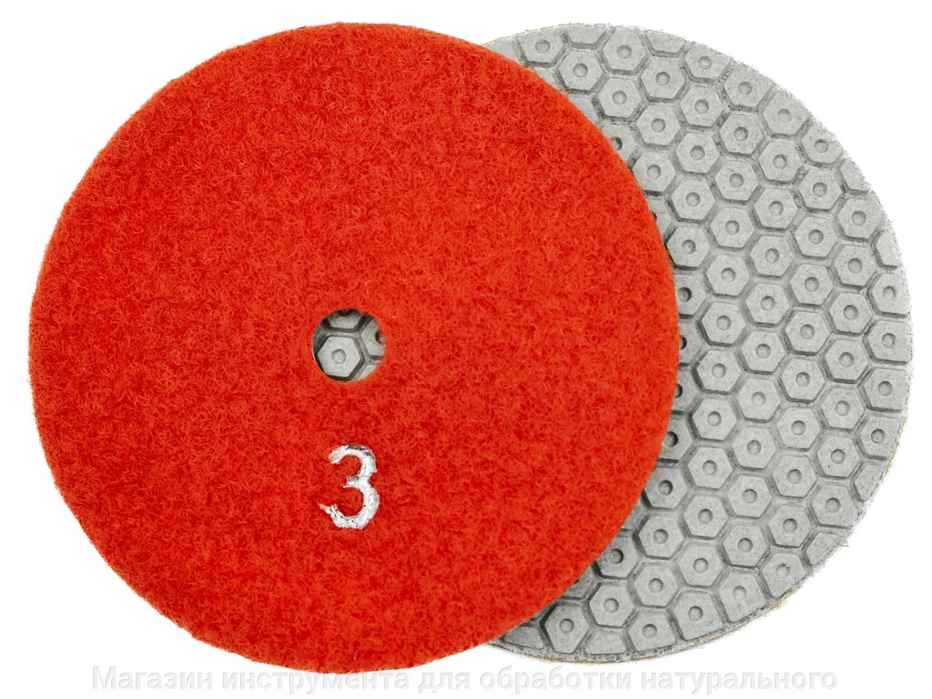 Алмазные гибкие диски №3  Ø 100  "миниболты" сухие 5 шагов  1 шт от компании Магазин инструмента для обработки натурального камня - фото 1