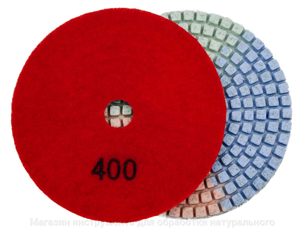 Алмазные гибкие диски №400 Ø 100 "3color"  c водяным  охлаждением  1 шт от компании Магазин инструмента для обработки натурального камня - фото 1
