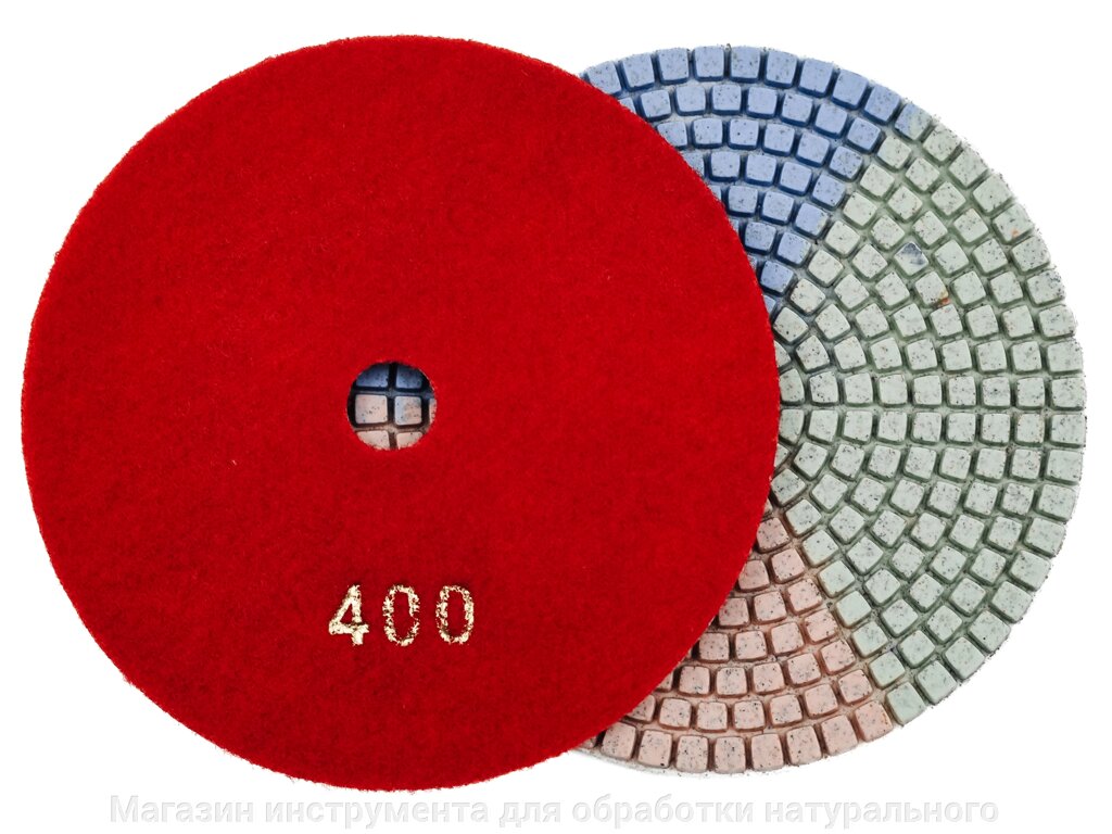 Алмазные гибкие диски №400 Ø 125 "3color"  c водяным охлаждением  1 шт от компании Магазин инструмента для обработки натурального камня - фото 1