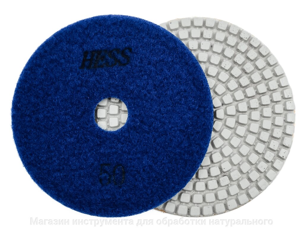Алмазные гибкие диски №50 Ø 100 "hess"  c водяным  охлаждением   1 шт от компании Магазин инструмента для обработки натурального камня - фото 1