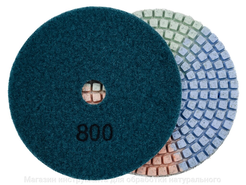 Алмазные гибкие диски №800 Ø 100 "3color"  c водяным  охлаждением  1 шт от компании Магазин инструмента для обработки натурального камня - фото 1