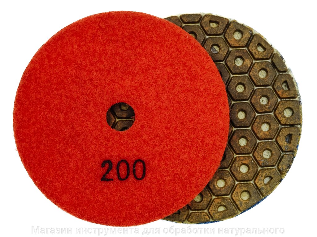 Алмазные гибкие диски усиленные № 200 Ø 100 "гайки"    обдир   1 шт от компании Магазин инструмента для обработки натурального камня - фото 1
