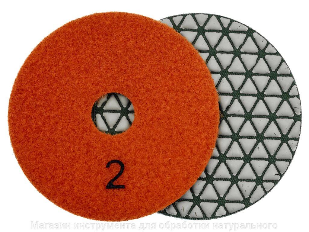 Алмазные гибкие шлифовальные диски №2 Ø 100 сухие "треугольники" JANE 5 номеров  1 шт от компании Магазин инструмента для обработки натурального камня - фото 1