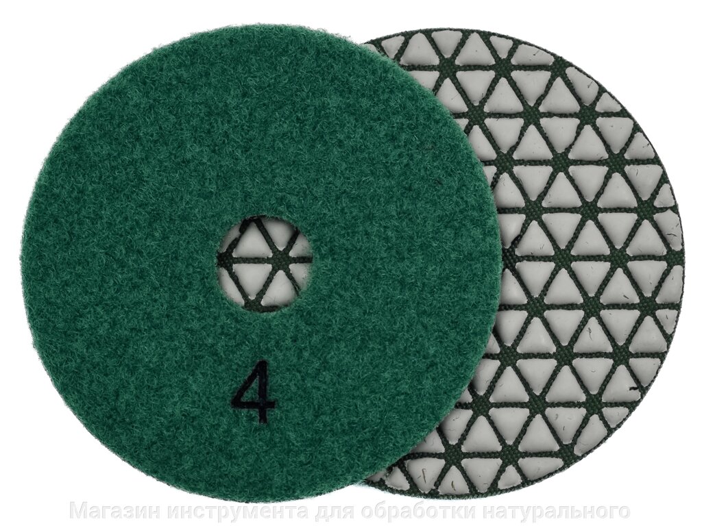 Алмазные гибкие шлифовальные диски №4 Ø 100 сухие "треугольники" JANE 5 номеров  1 шт от компании Магазин инструмента для обработки натурального камня - фото 1