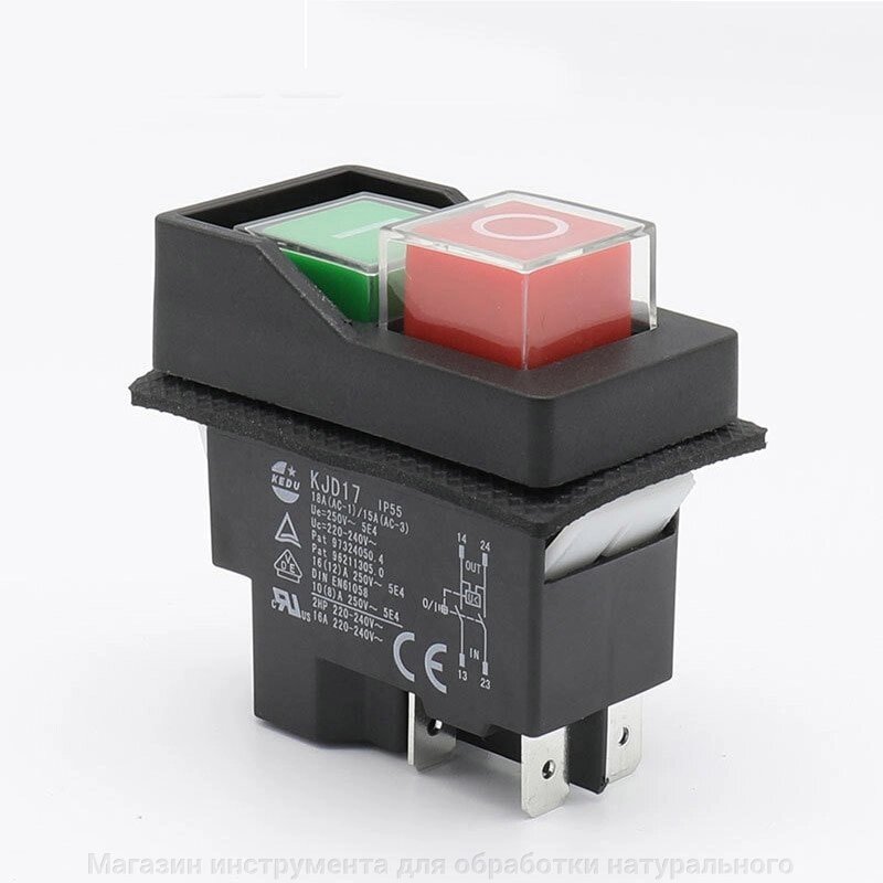 Kedu KJD 17 пятиконтактный кнопочный выключатель , пусковая кнопка для плиткорезов , бетономешалок, электроитнструмента от компании Магазин инструмента для обработки натурального камня - фото 1