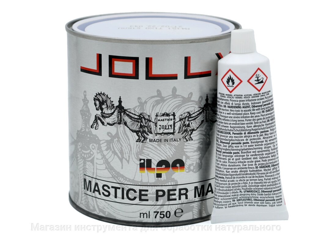 Клей-мастика полиэфирная "Jolly Gold" (прозрачно- медовая) для камня фирмы  Ilpa - 1л. от компании Магазин инструмента для обработки натурального камня - фото 1