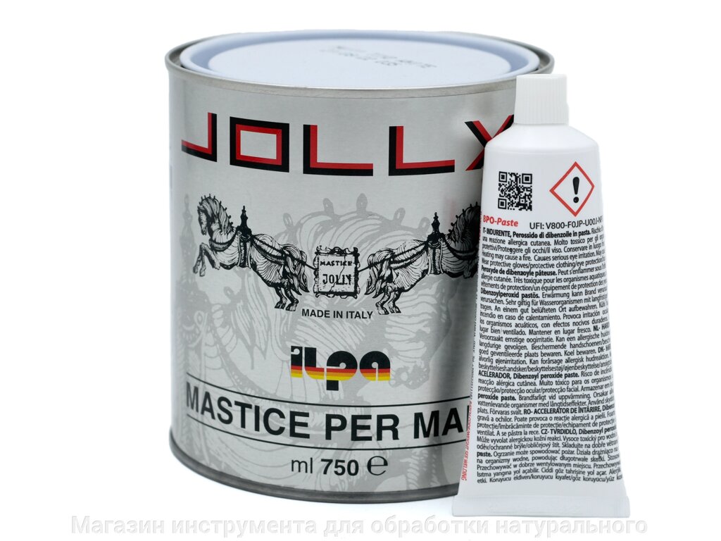 Клей-мастика полиэфирная смола для камня фирмы Ilpa "Jolly" (цвет белый) 0,75л. от компании Магазин инструмента для обработки натурального камня - фото 1