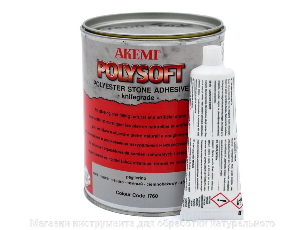 Полиэфирный  пастообразный клей  шпатлевка  AKEMI POLY-SOFT (прозрачно-медовый) , 1 л - интернет магазин