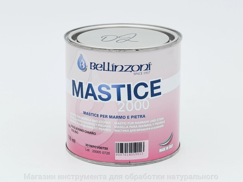 Полиэфирный клей мастика  цвет св-бежевый №02,  0,75 л Bellinzoni 2000 (Беллинзони) от компании Магазин инструмента для обработки натурального камня - фото 1
