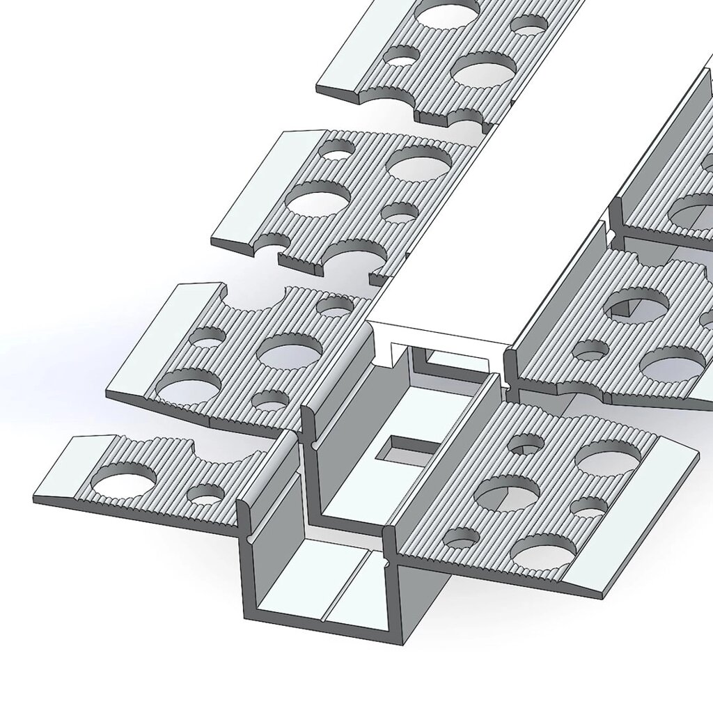 Алюминиевый профиль 3D встраиваемый в гипсокартон 628 (1500x55.5/15,5x13 мм с рассеивателем) от компании ФЕРОСВЕТ  ( FEROSVET) - фото 1