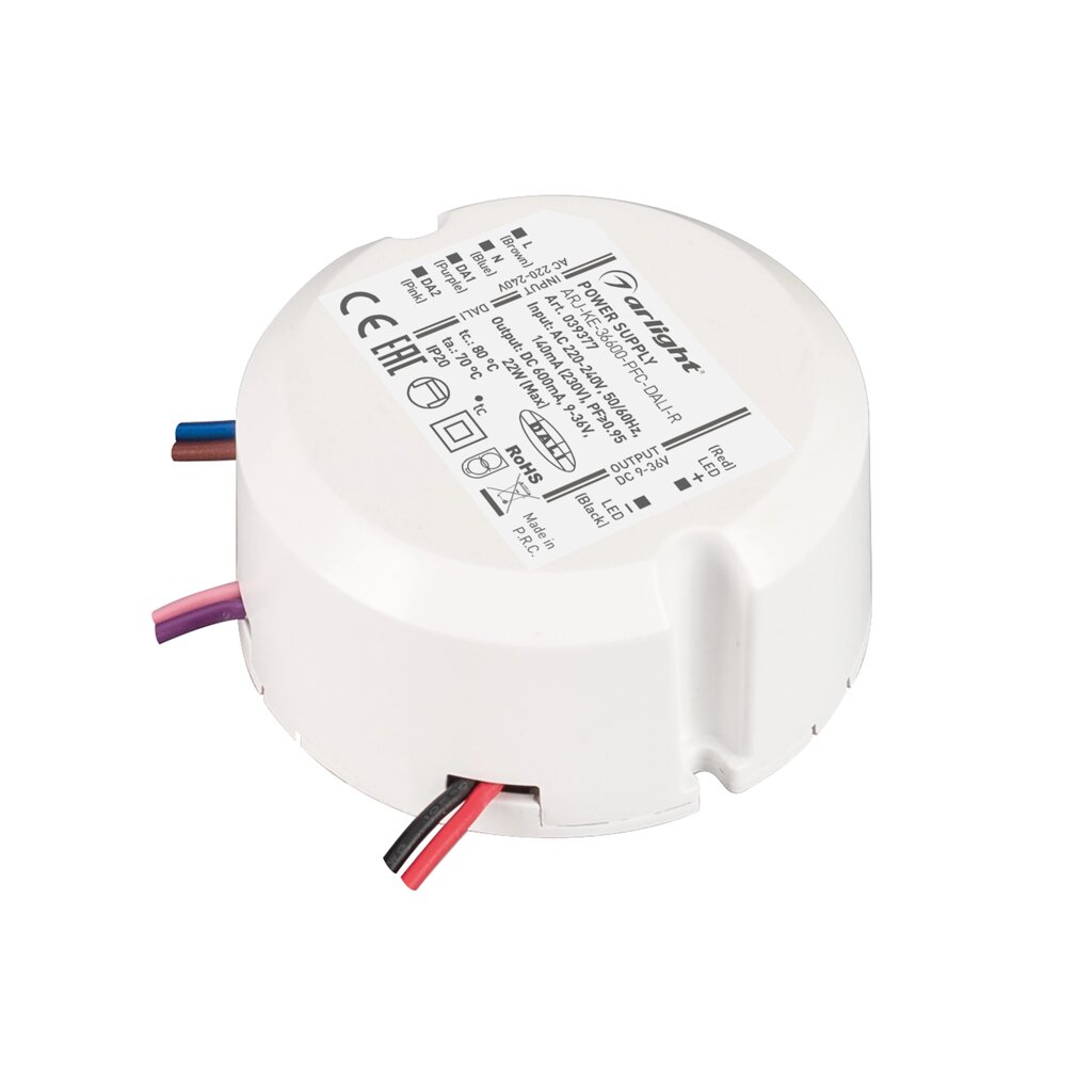 Блок питания ARJ-KE-36600-PFC-DALI-R (22W, 9-36V, 0.6A) (Arlight, IP20 Пластик, 3 года) от компании ФЕРОСВЕТ - фото 1