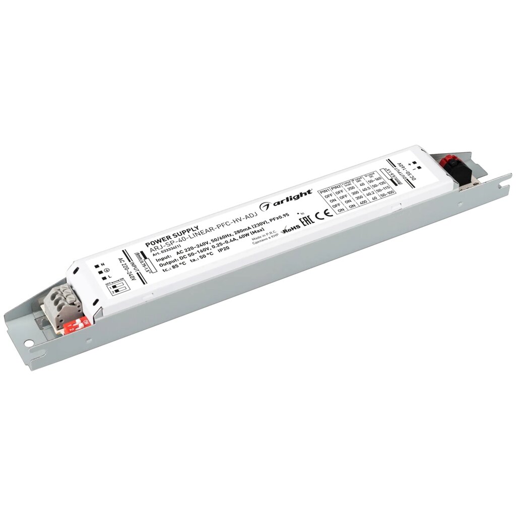 Блок питания ARJ-SP-40-LINEAR-PFC-HV-ADJ (40W, 50-160V, 0.25-0.4A) (Arlight, IP20 Металл, 5 лет) от компании ФЕРОСВЕТ - фото 1