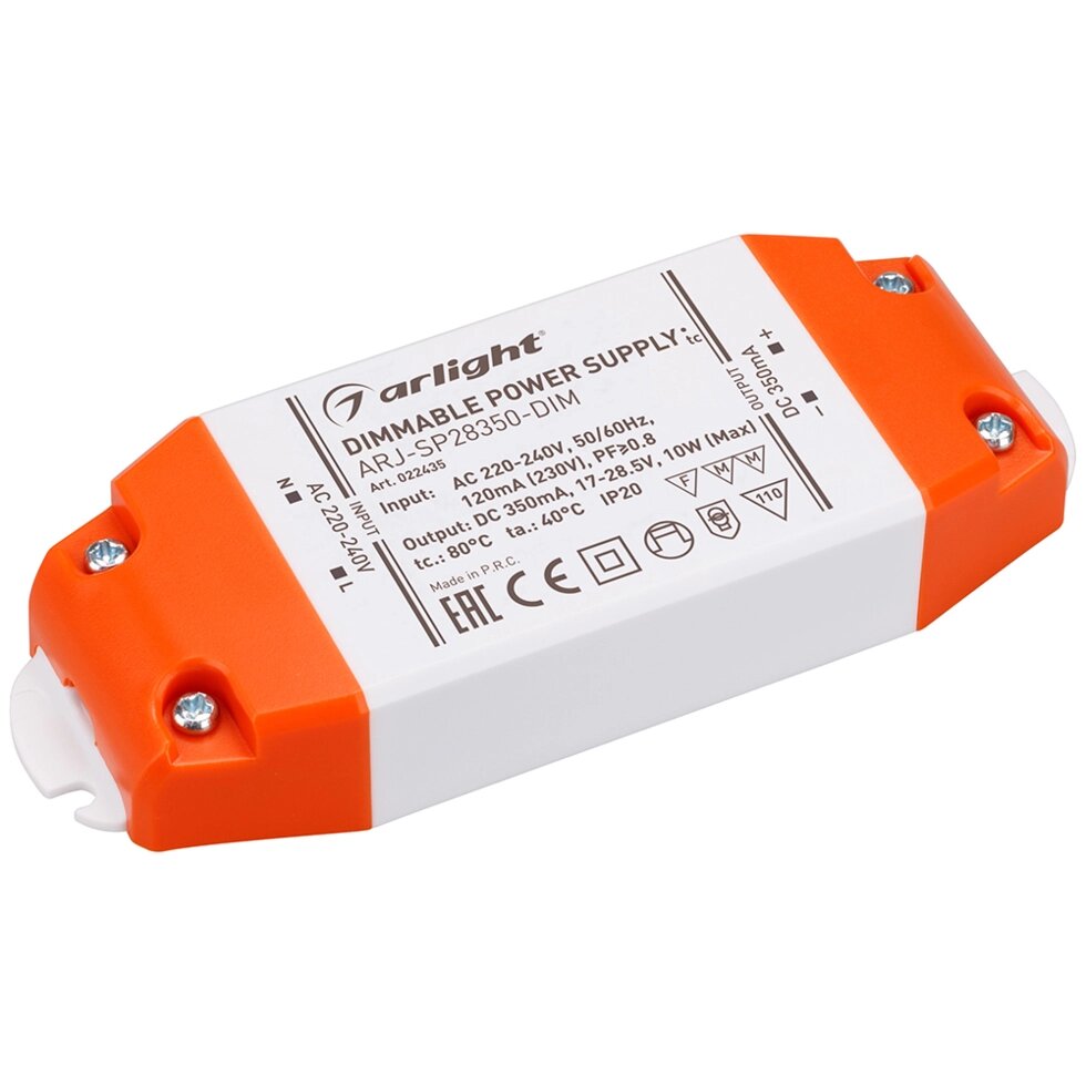 Блок питания ARJ-SP28350-DIM (10W, 350mA, PFC, Triac) (Arlight, IP20 Пластик, 3 года) от компании ФЕРОСВЕТ - фото 1