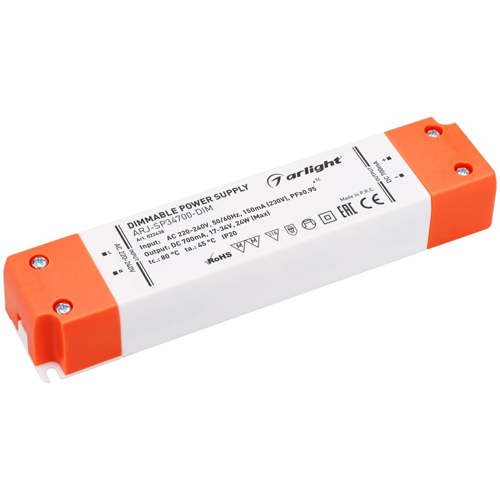 Блок питания ARJ-SP34700-DIM (24W, 700mA, PFC, Triac) (Arlight, IP20 Пластик, 3 года) от компании ФЕРОСВЕТ  ( FEROSVET) - фото 1