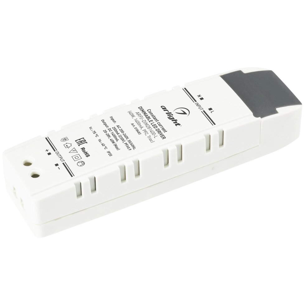 Блок питания ARPJ-DIM281400-L (40W, 1400mA, PFC, Triac) (Arlight, IP20 Пластик, 2 года) от компании ФЕРОСВЕТ - фото 1