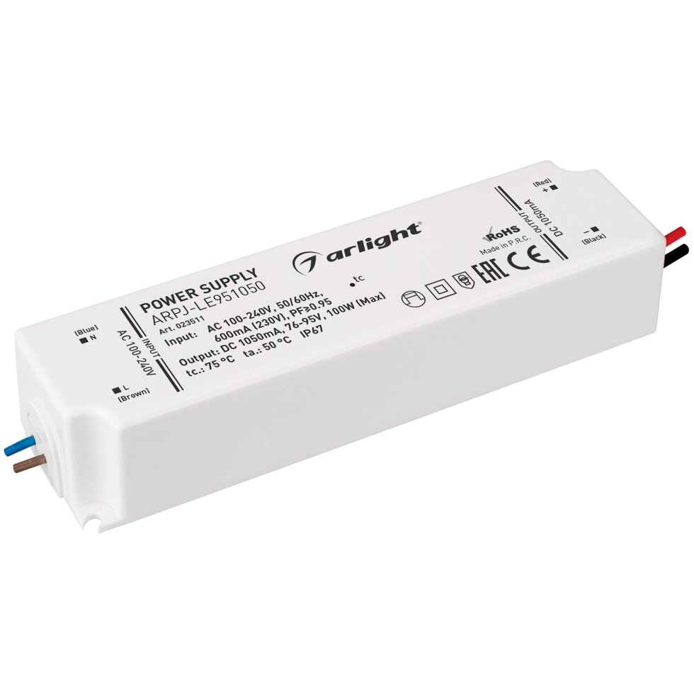 Блок питания ARPJ-LE951050 (100W, 1050mA, PFC) (Arlight, IP67 Пластик, 3 года) от компании ФЕРОСВЕТ - фото 1