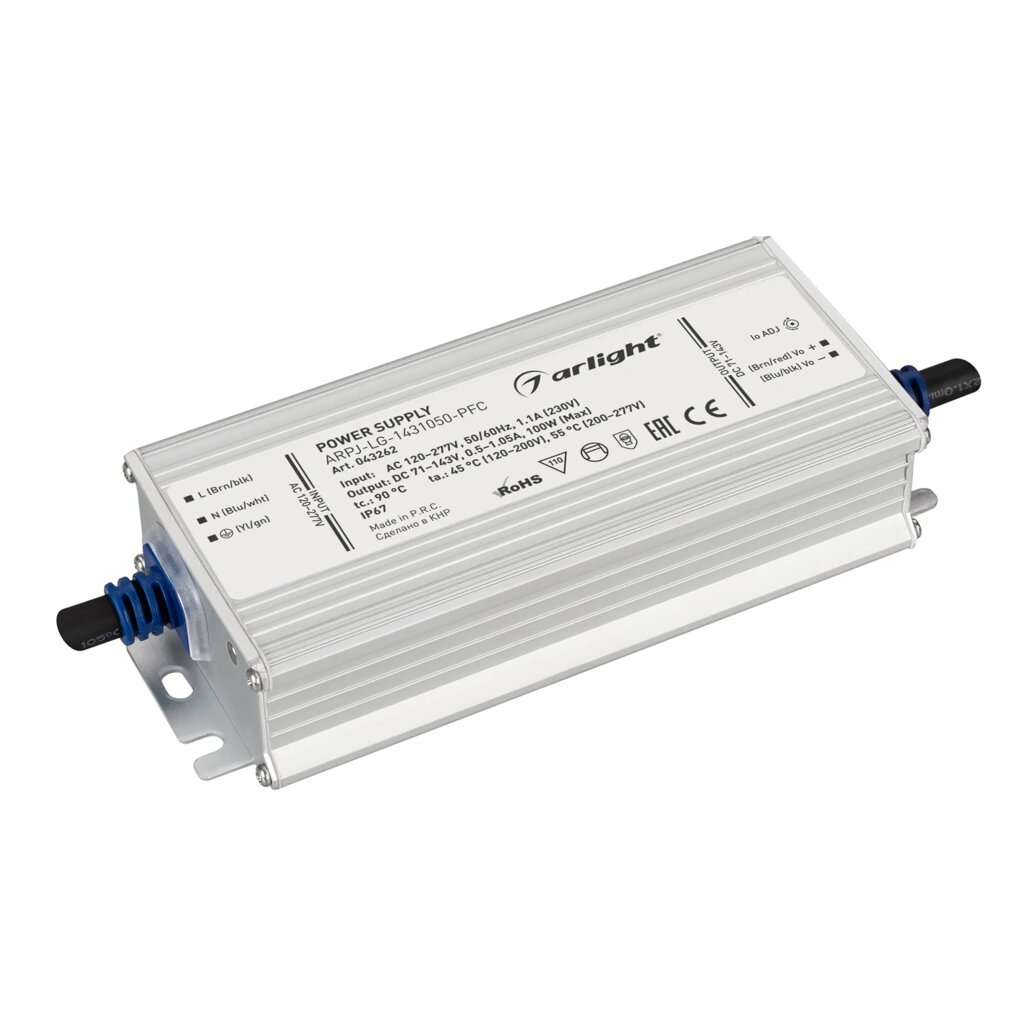 Блок питания ARPJ-LG-1431050-PFC (100W, 71-143V, 0.5-1.05A) (Arlight, IP67 Металл, 5 лет) от компании ФЕРОСВЕТ  ( FEROSVET) - фото 1