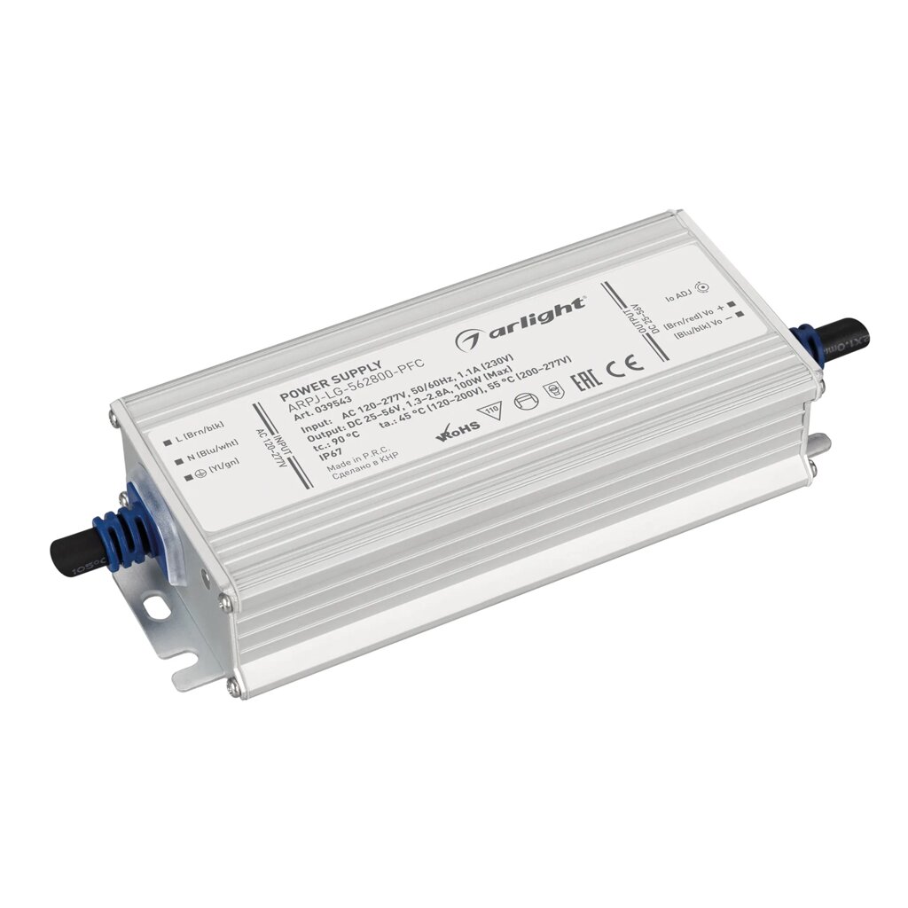 Блок питания ARPJ-LG-562800-PFC (100W, 25-56V, 1.3-2.8A) (Arlight, IP67 Металл, 5 лет) от компании ФЕРОСВЕТ  ( FEROSVET) - фото 1