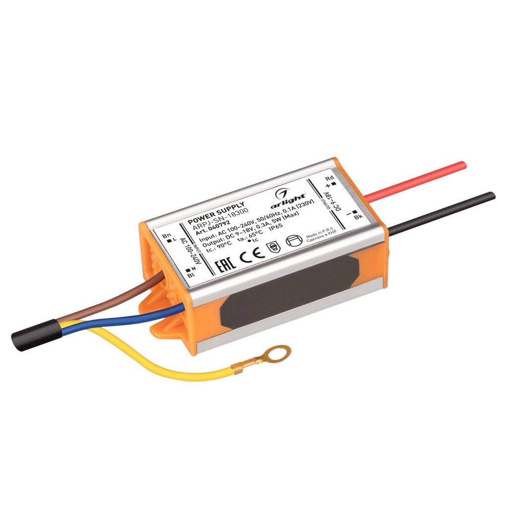 Блок питания ARPJ-SN-18300 (5W, 9-18V, 300mA) (Arlight, IP65 Металл, 3 года) от компании ФЕРОСВЕТ  ( FEROSVET) - фото 1