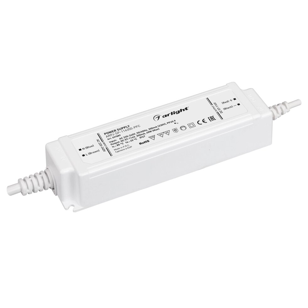 Блок питания ARPJ-SP-114350-PFC (40W, 57-114V, 0.35A) (Arlight, IP67 Пластик, 5 лет) от компании ФЕРОСВЕТ - фото 1