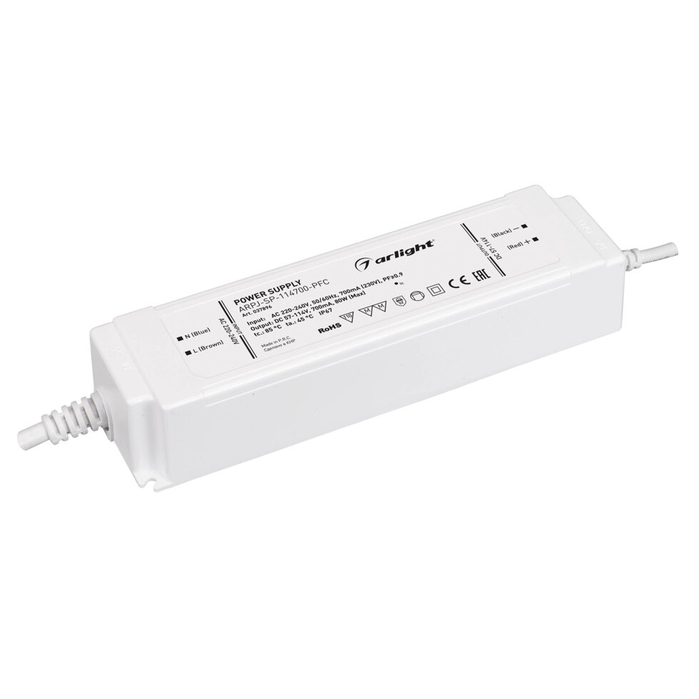 Блок питания ARPJ-SP-114700-PFC (80W, 57-114V, 0.7A) (Arlight, IP67 Пластик, 5 лет) от компании ФЕРОСВЕТ  ( FEROSVET) - фото 1