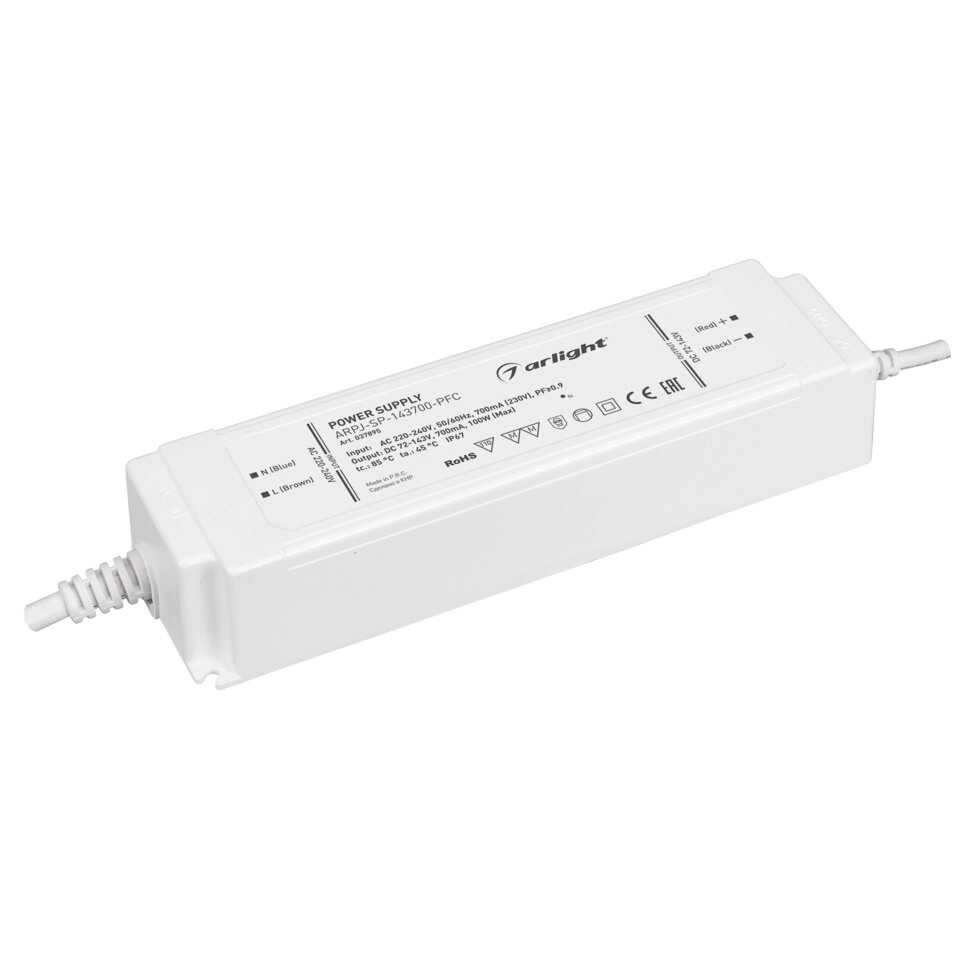 Блок питания ARPJ-SP-143700-PFC (100W, 72-143V, 0.7A) (Arlight, IP67 Пластик, 5 лет) от компании ФЕРОСВЕТ  ( FEROSVET) - фото 1