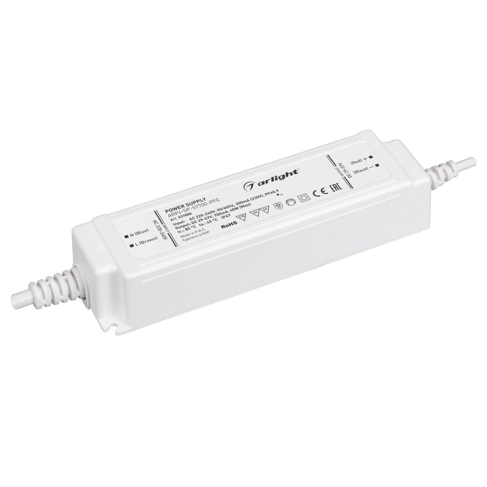 Блок питания ARPJ-SP-57700-PFC (40W, 29-57V, 0.7A) (Arlight, IP67 Пластик, 5 лет) от компании ФЕРОСВЕТ - фото 1