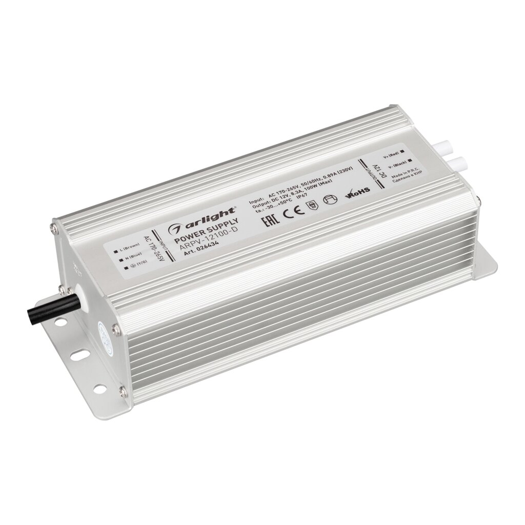 Блок питания ARPV-12100-D (12V, 8.3A, 100W) (Arlight, IP67 Металл, 3 года) от компании ФЕРОСВЕТ  ( FEROSVET) - фото 1