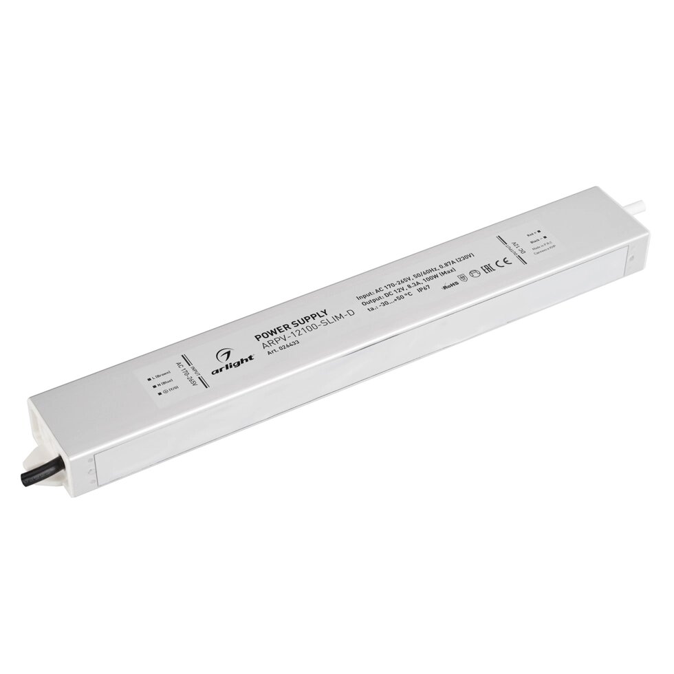 Блок питания ARPV-12100-SLIM-D (12V, 8.3A, 100W) (Arlight, IP67 Металл, 3 года) от компании ФЕРОСВЕТ - фото 1