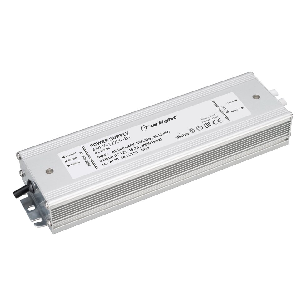 Блок питания ARPV-12200-B1 (12V, 16,7A, 200W) (Arlight, IP67 Металл, 3 года) от компании ФЕРОСВЕТ  ( FEROSVET) - фото 1