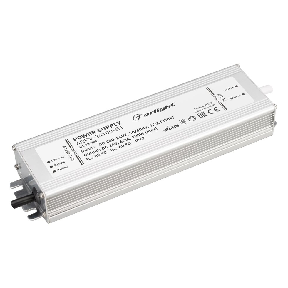 Блок питания ARPV-24100-B1 (24V, 4,2A, 100W) (Arlight, IP67 Металл, 3 года) от компании ФЕРОСВЕТ  ( FEROSVET) - фото 1