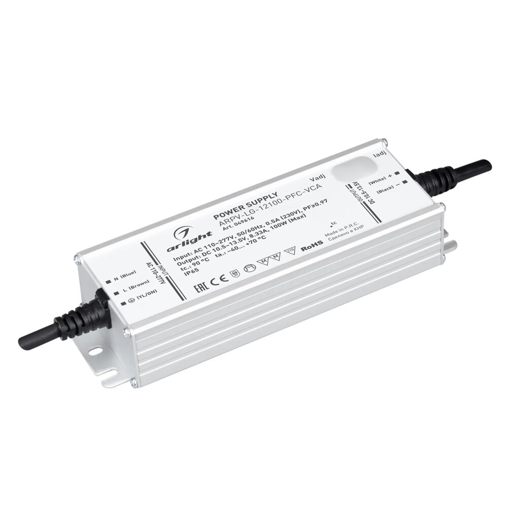 Блок питания ARPV-LG-12100-PFC-VCA (10.5-13.5V, 8.33A, 100W) (Arlight, IP65 Металл, 5 лет) 049616 от компании ФЕРОСВЕТ  ( FEROSVET) - фото 1