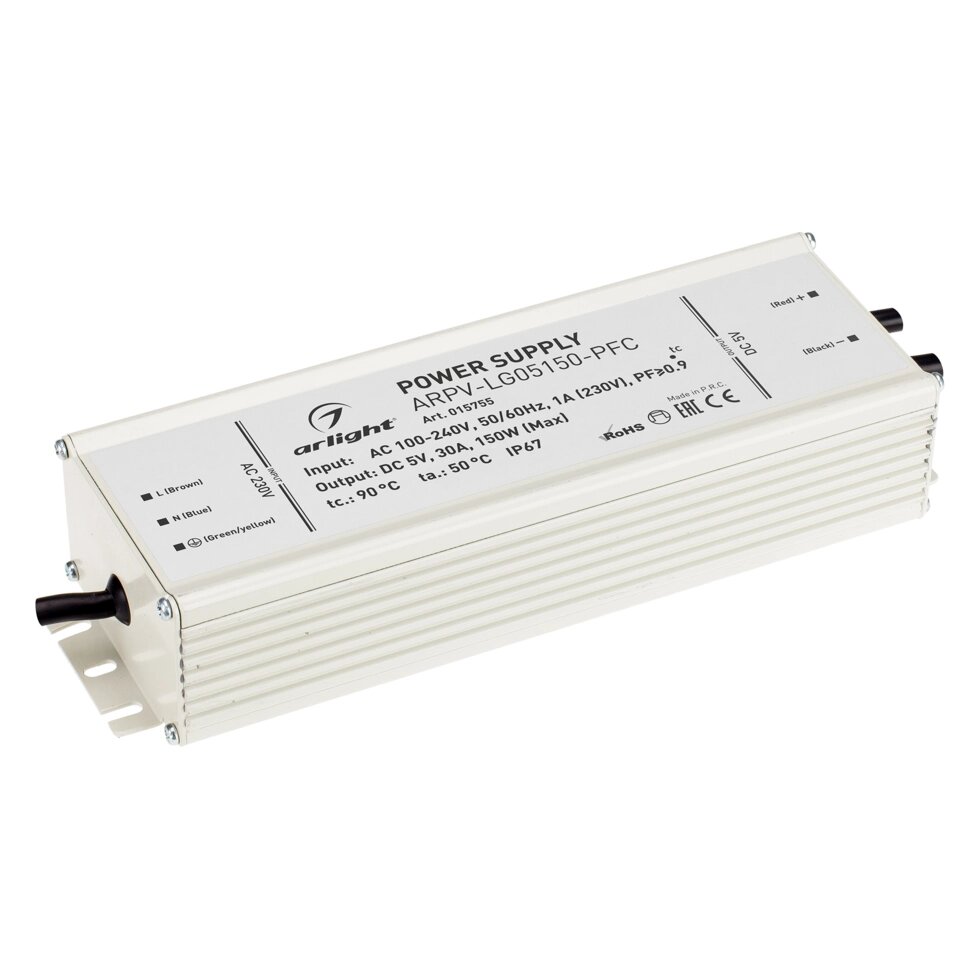 Блок питания ARPV-LG05150-PFC (5V, 30.0A, 150W) (Arlight, IP67 Металл, 5 лет) от компании ФЕРОСВЕТ - фото 1