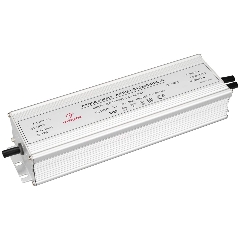 Блок питания ARPV-LG12350-PFC-A (12V, 29.0A, 350W) (Arlight, IP67 Металл, 5 лет) от компании ФЕРОСВЕТ - фото 1