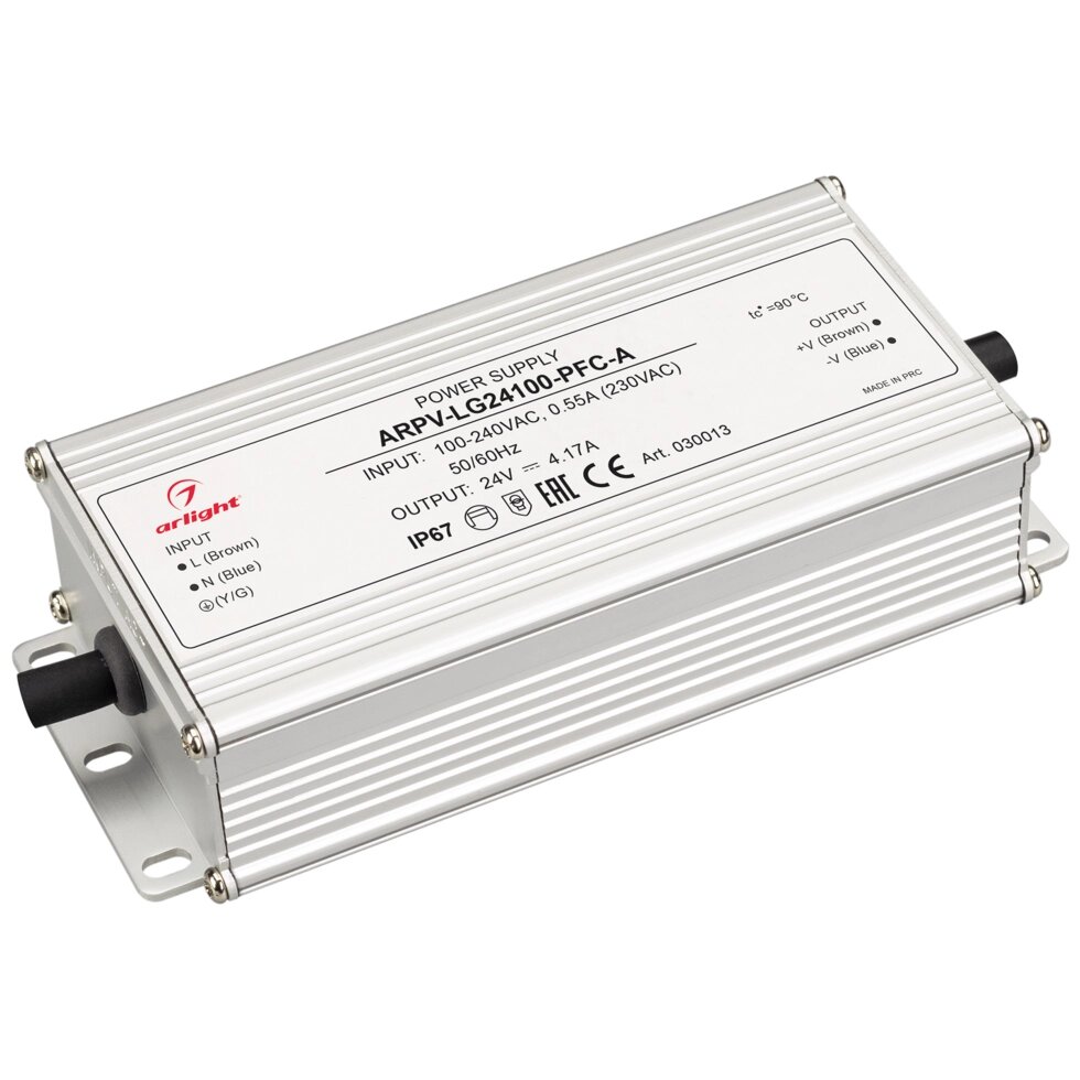 Блок питания ARPV-LG24100-PFC-A (24V, 4.17A, 100W) (Arlight, IP67 Металл, 5 лет) от компании ФЕРОСВЕТ - фото 1