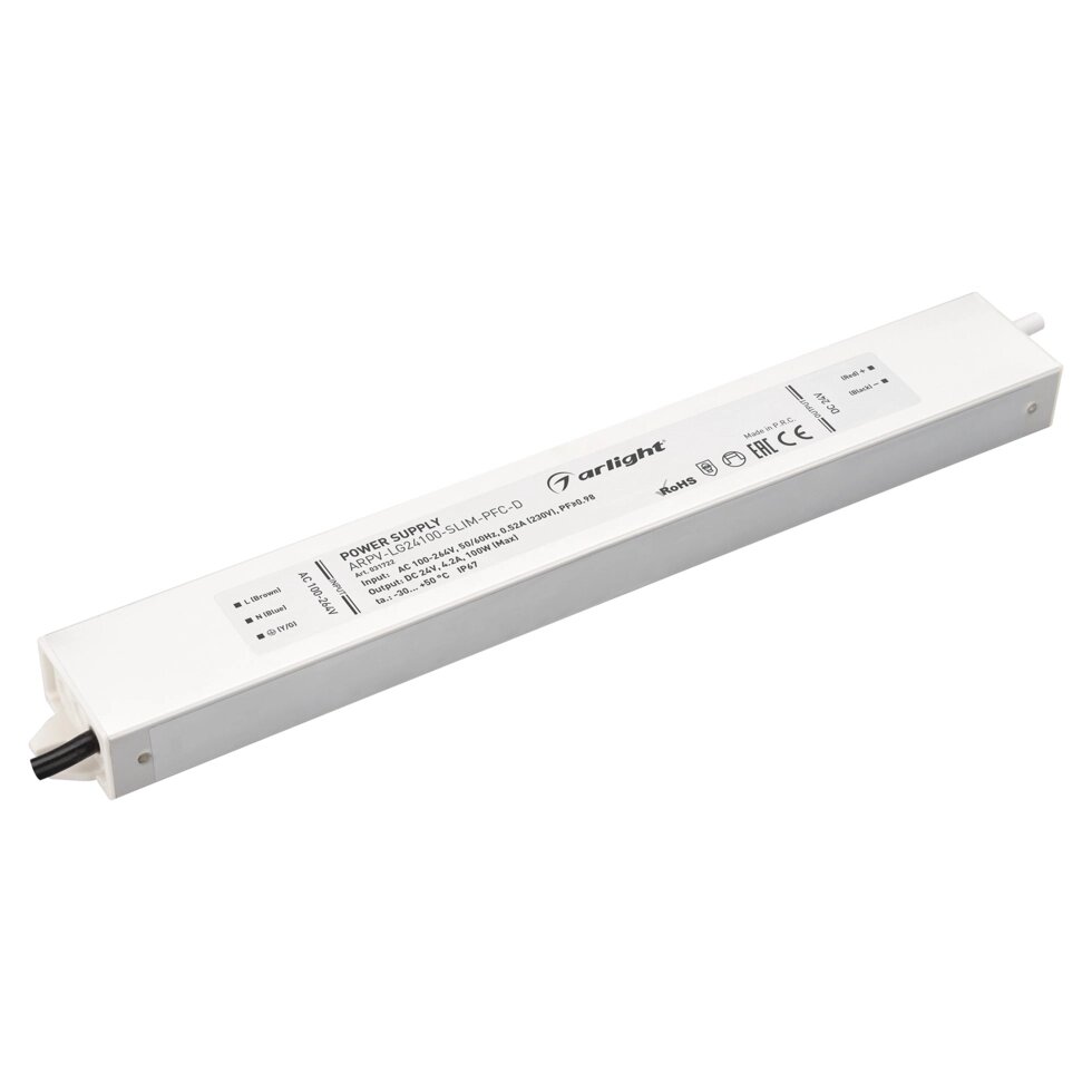 Блок питания ARPV-LG24100-SLIM-PFC-D (24V, 4.2A, 100W) (Arlight, IP67 Металл, 5 лет) от компании ФЕРОСВЕТ - фото 1