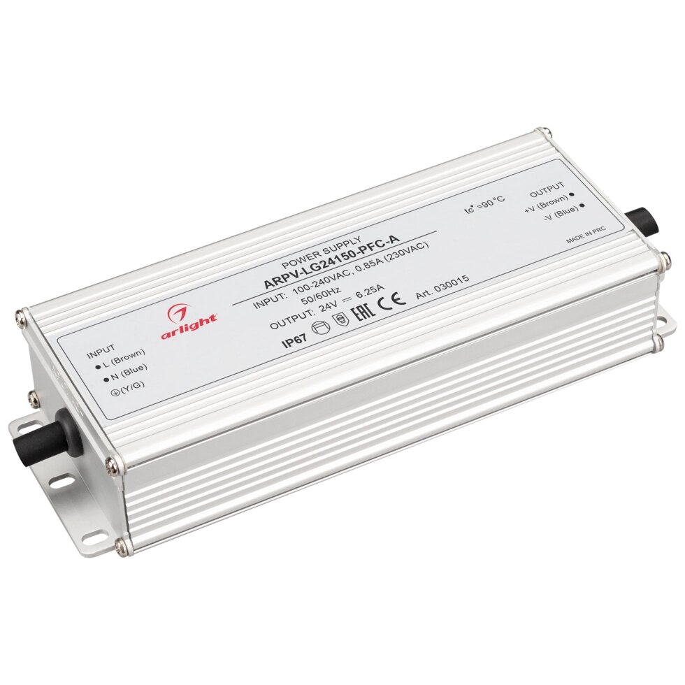 Блок питания ARPV-LG24150-PFC-A (24V, 6.25A, 150W) (Arlight, IP67 Металл, 5 лет) от компании ФЕРОСВЕТ  ( FEROSVET) - фото 1