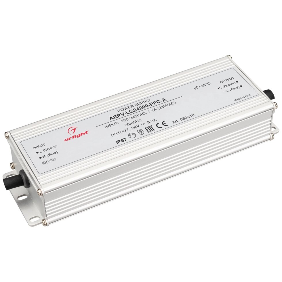 Блок питания ARPV-LG24200-PFC-A (24V, 8.3A, 200W) (Arlight, IP67 Металл, 5 лет) от компании ФЕРОСВЕТ - фото 1