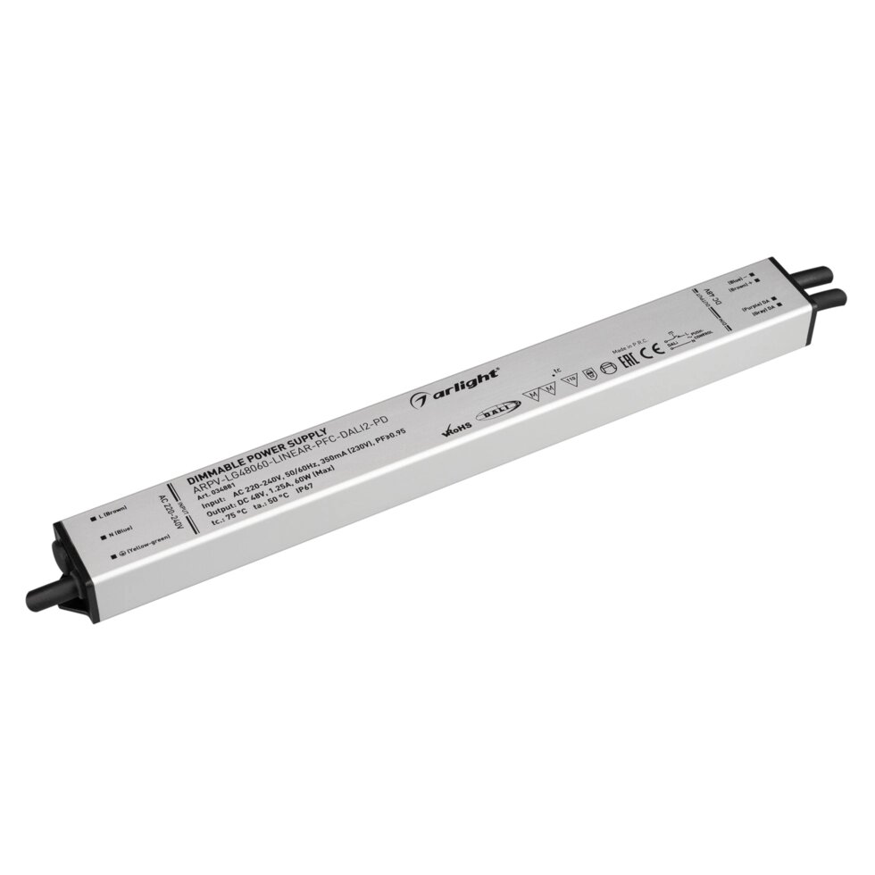 Блок питания ARPV-LG48060-LINEAR-PFC-DALI2-PD (48V, 1.25A, 60W) (Arlight, IP67 Металл, 5 лет) от компании ФЕРОСВЕТ  ( FEROSVET) - фото 1