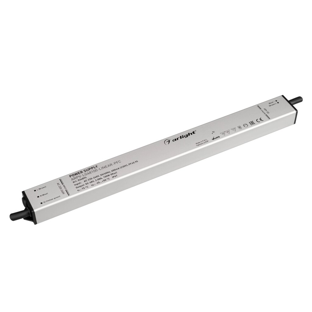 Блок питания ARPV-LG48100-LINEAR-PFC (48V, 2.08A, 100W) (Arlight, IP67 Металл, 5 лет) от компании ФЕРОСВЕТ  ( FEROSVET) - фото 1